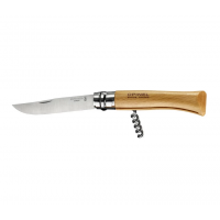Нож OPINEL №10, нержавеющая сталь, рукоять из бука, со штопором